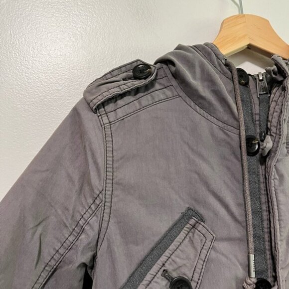 TNA Aritzia “Platoon” Military Jacket Gray Quilted Hooded Size S - Picture 16 of 16